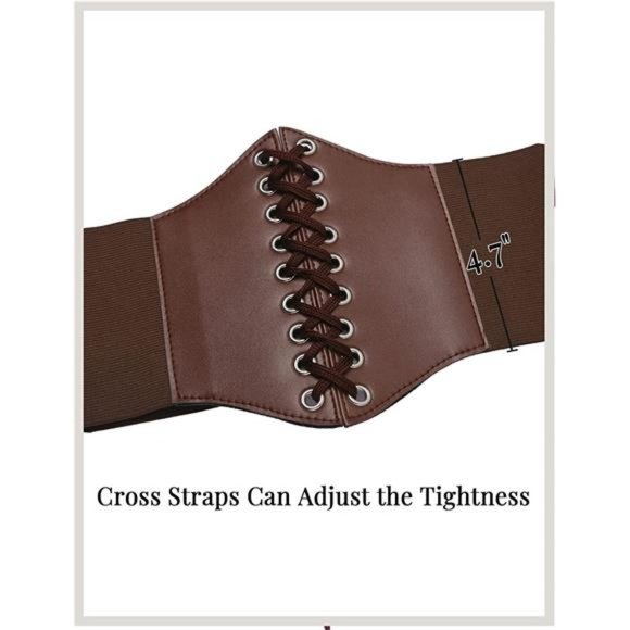 Avidlove Women Waspie Corset Belt Lace Up Waist Belt Leather Gothic Corset Belt main image 5